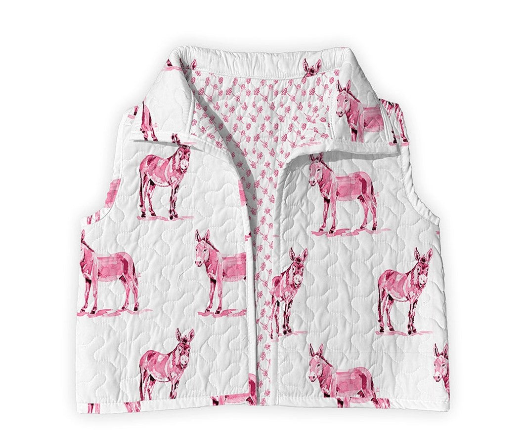 Pink Donkey Quilted Vest