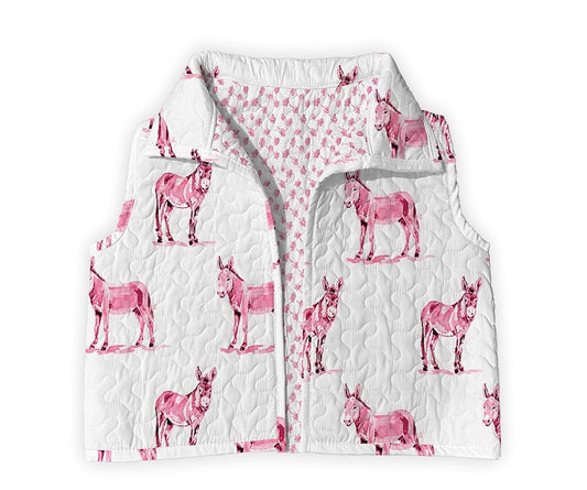 Pink Donkey Quilted Vest