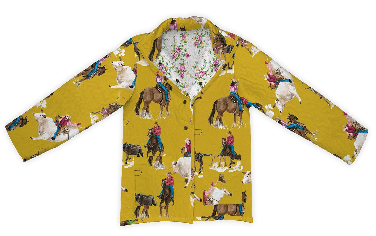 Roselynn Mustard Quilted Snap Jacket