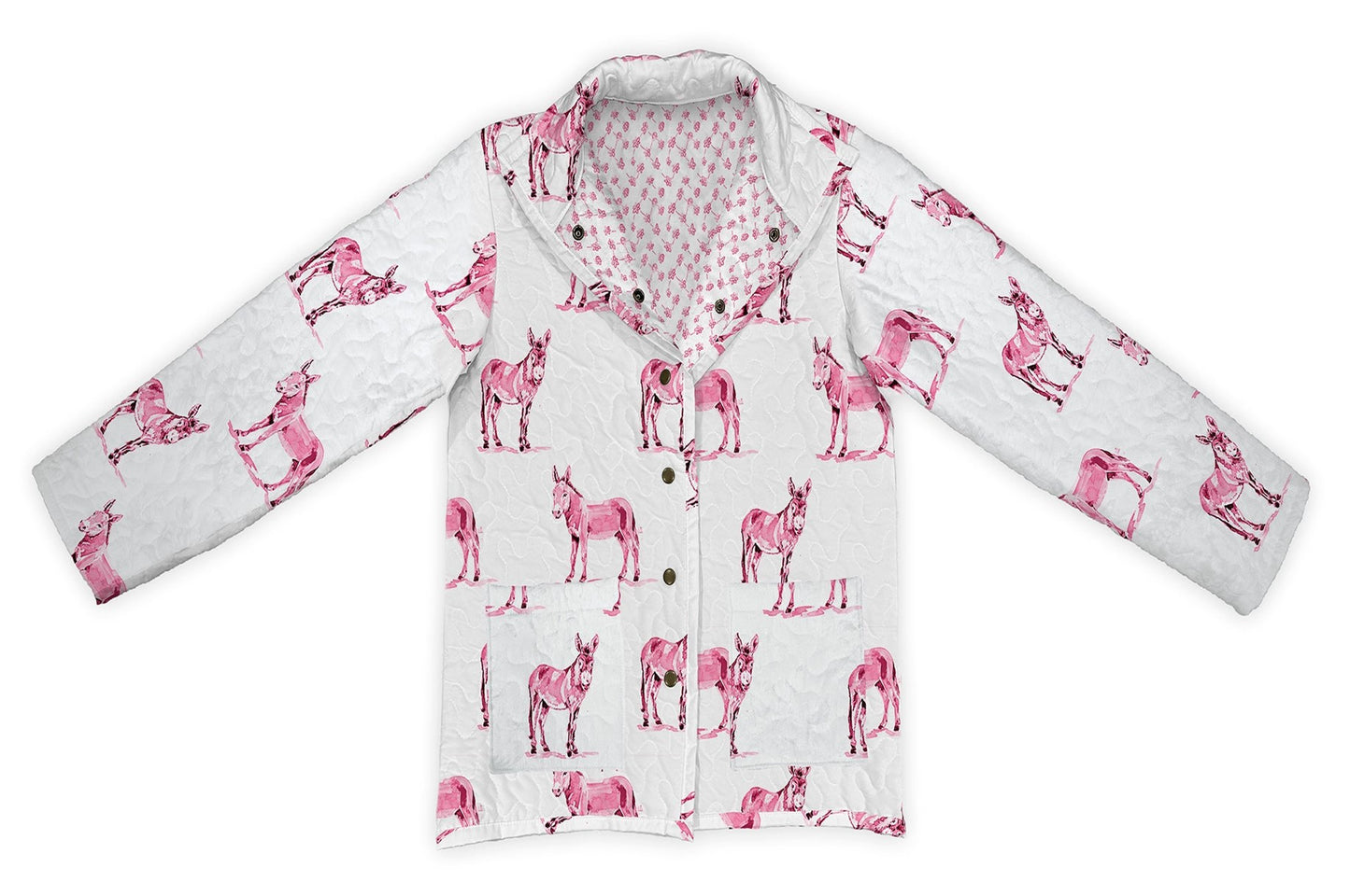 Donkey Icon Fuchsia Quilted Snap Jacket