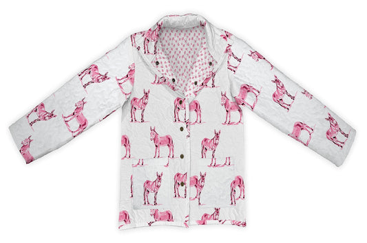 Donkey Icon Fuchsia Quilted Snap Jacket