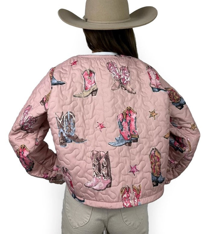 Thunderbird Boots Rose Cropped Quilted Jacket