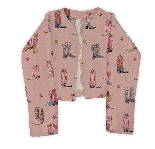 Thunderbird Boots Rose Cropped Quilted Jacket