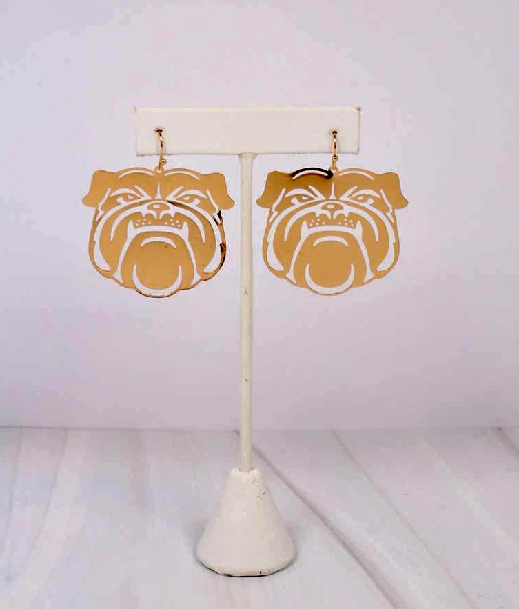 Gold Bulldog Earrings