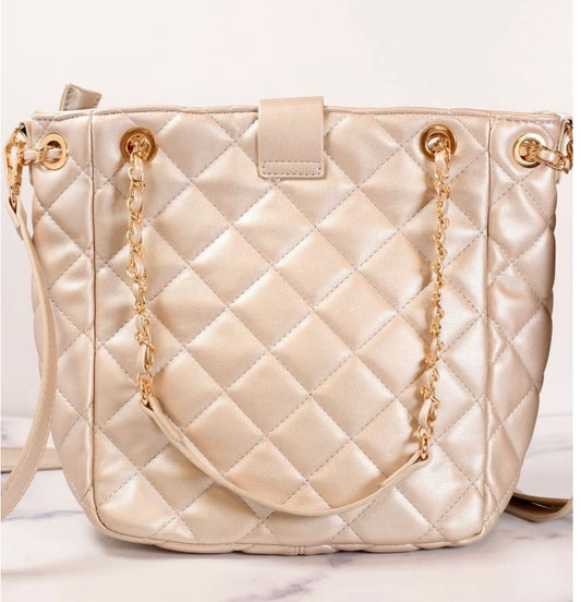 Tanya Quilted Tote Light Pewter