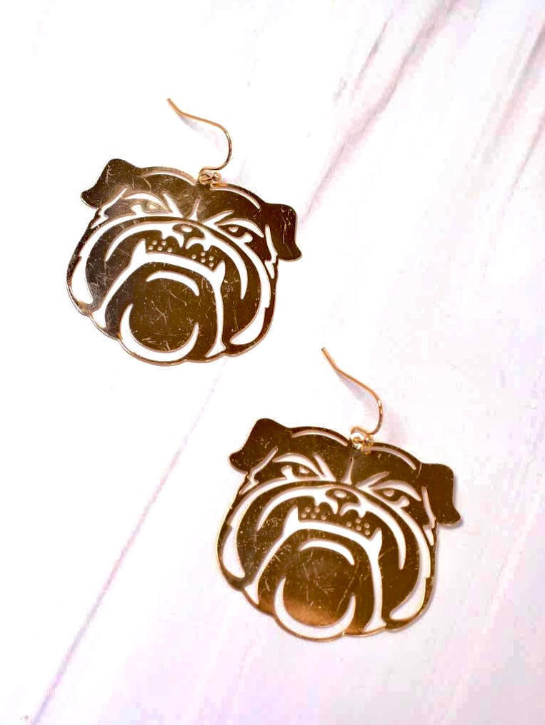 Gold Bulldog Earrings