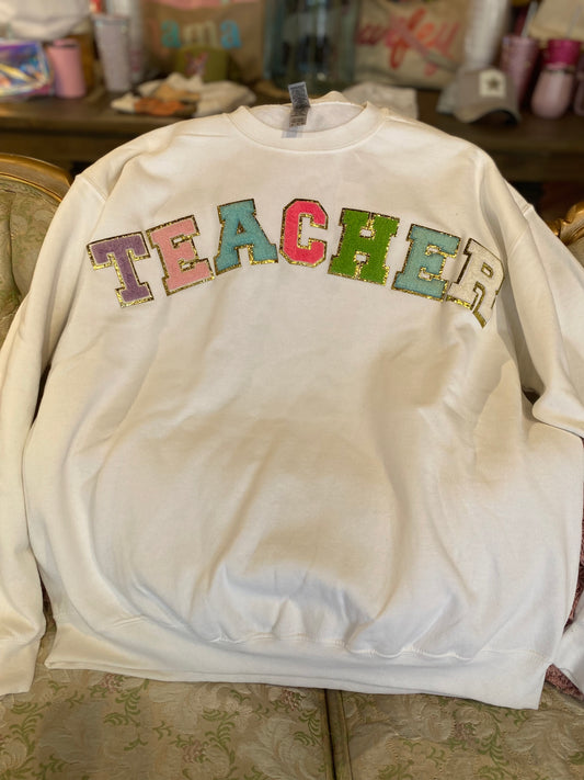 Teacher Chenille Patch Sweatshirt