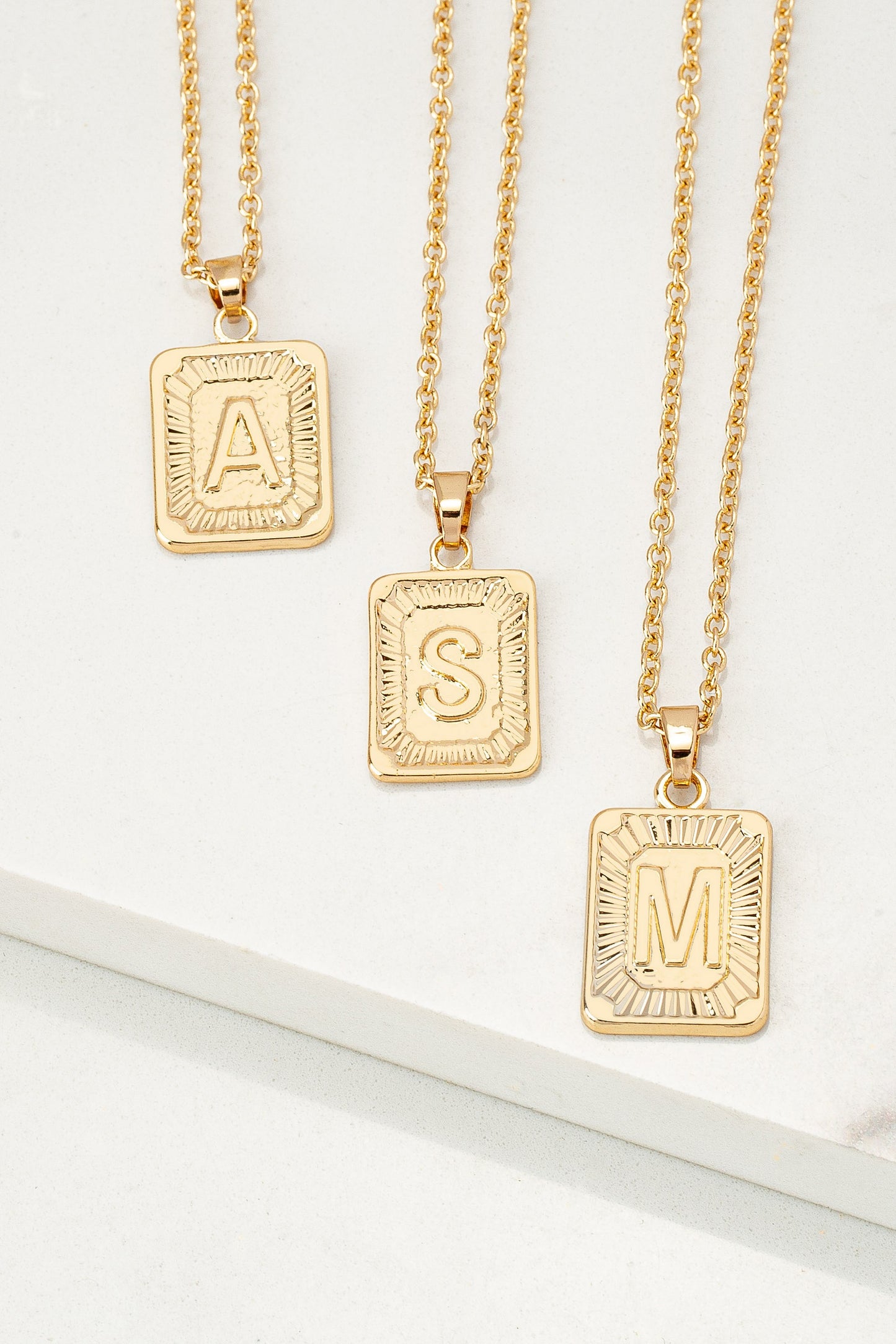 Brass initial letter pendant necklace