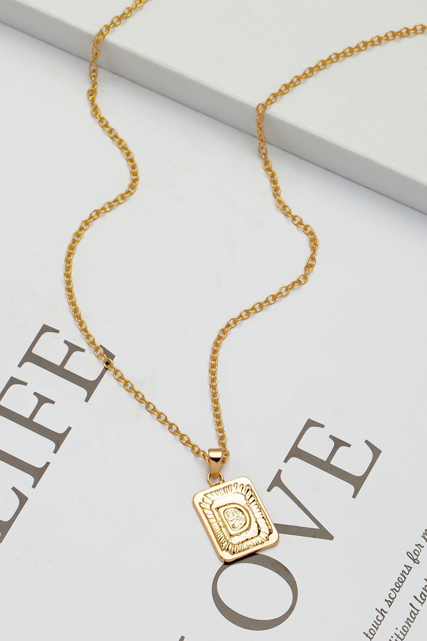 Brass initial letter pendant necklace