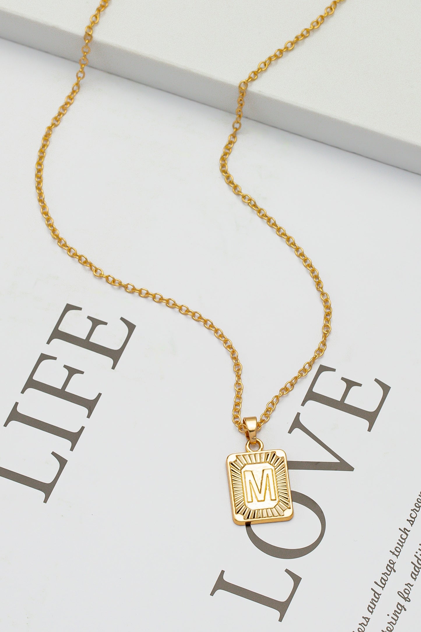 Brass initial letter pendant necklace