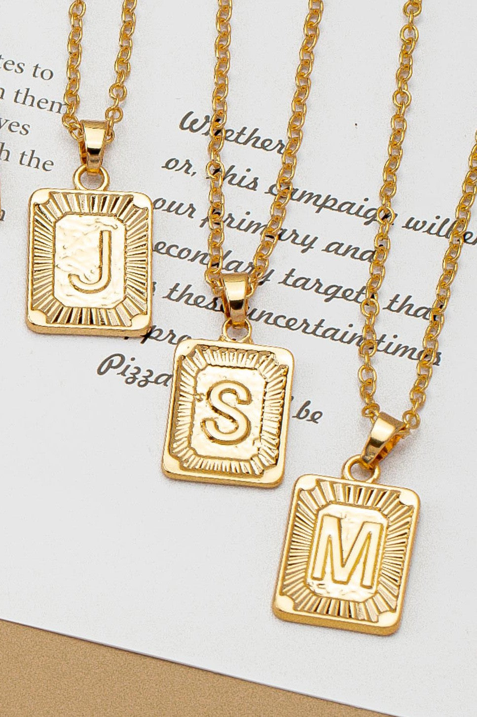 Brass initial letter pendant necklace