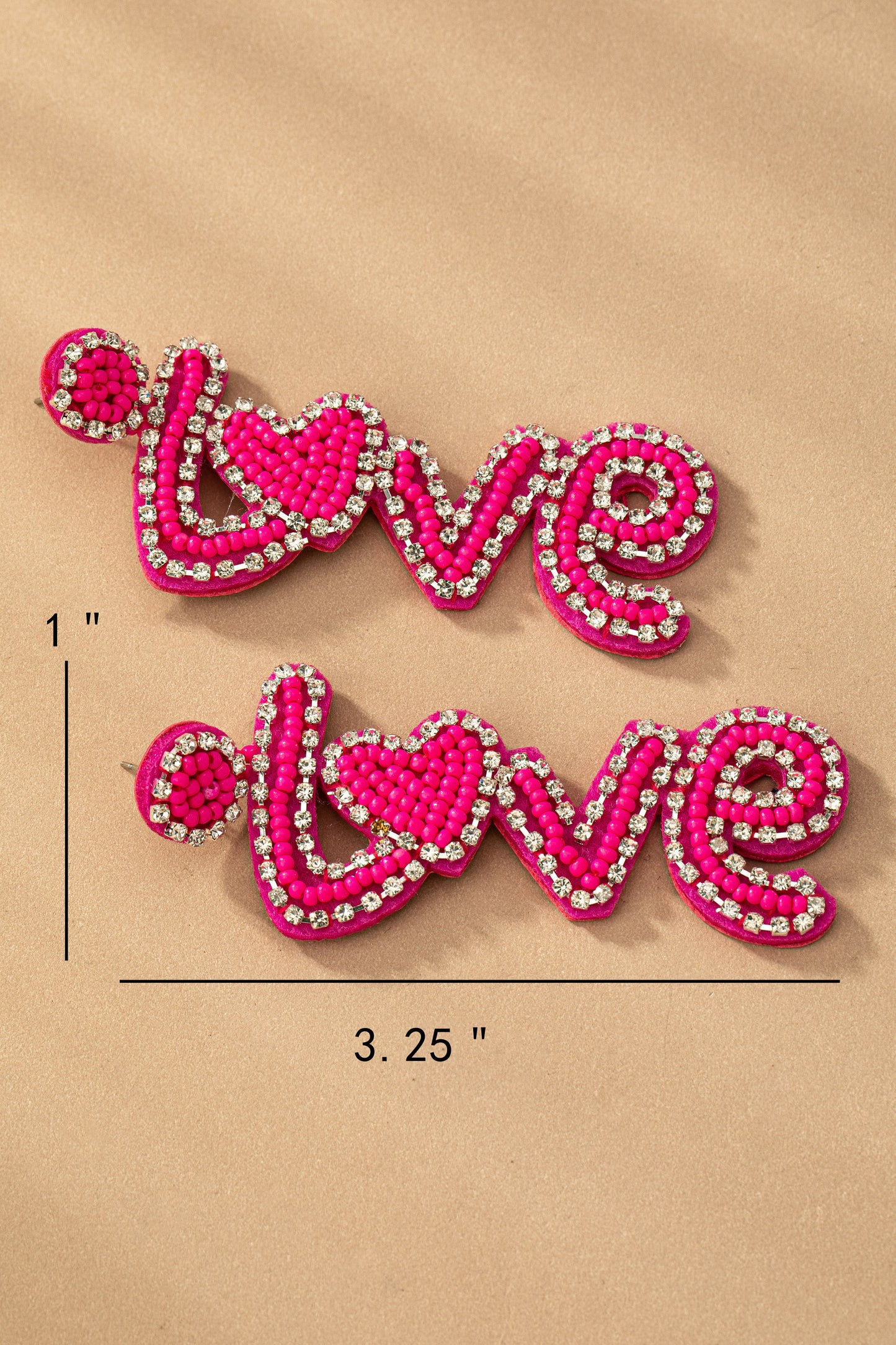 Hot pink love seed earrings