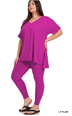 PLUS BRUSHED DTY MICROFIBER LOUNGEWEAR SET