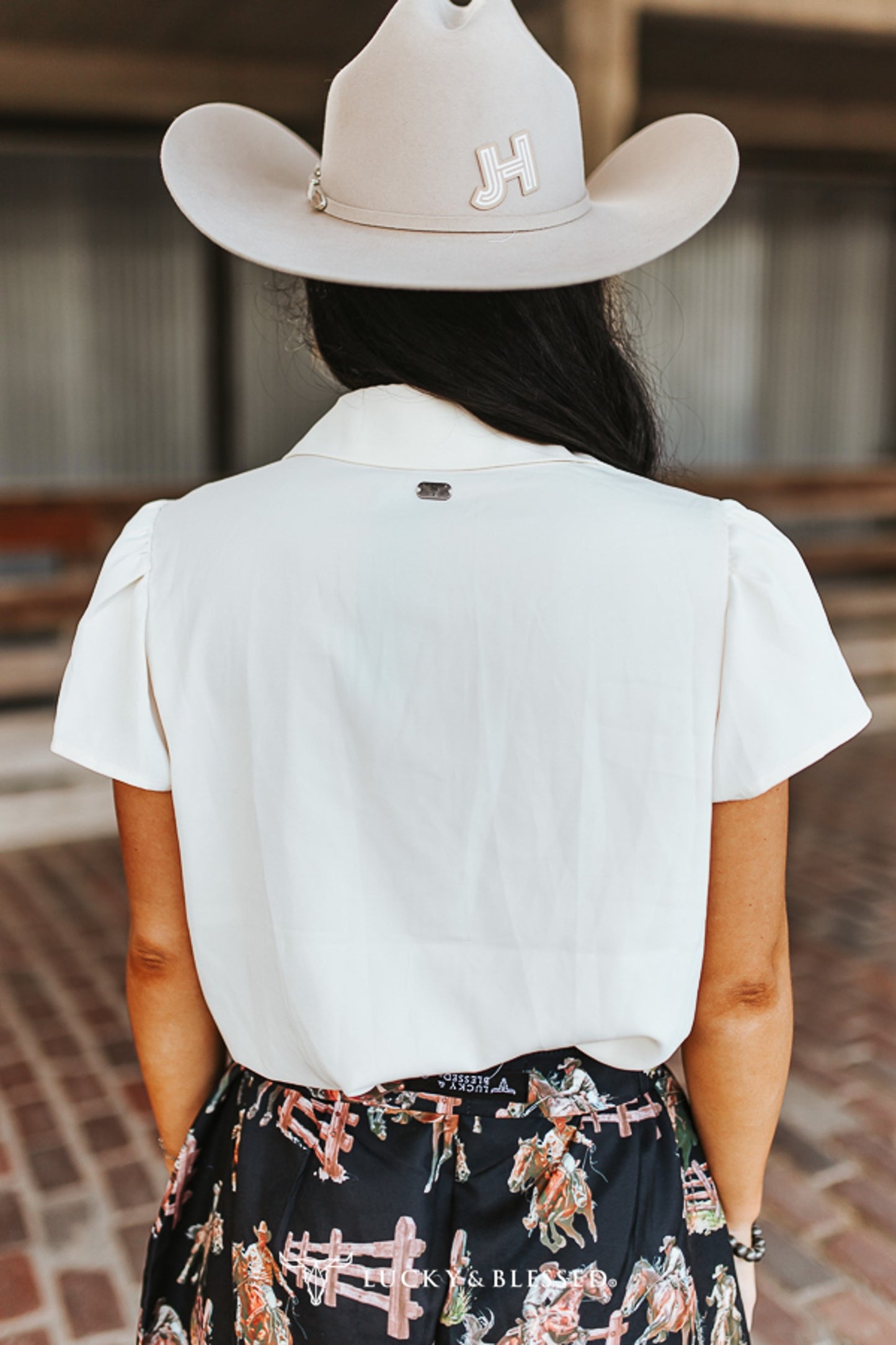 Ivory Rodeo Girl Rope Embroidered Top