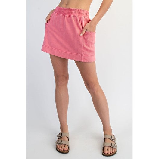 Mineral Washed Side Pocket Skort