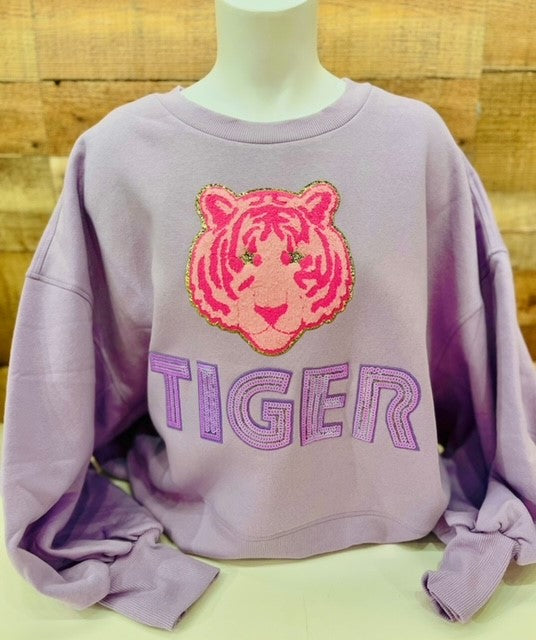 Plus Size Lavender Cropped Custom Tiger