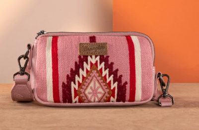 WG174-1833 Wrangler Southwestern Knitted Mini Crossbody/Wallet - Hot Pink