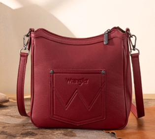 Wrangler Sherpa Aztec Canvas Crossbody - Burgundy