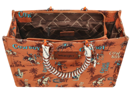Wrangler COWBOY Dual Sided Print Canvas Wide Tote