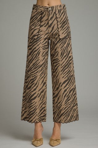 Zebra Print Wide Leg Pants