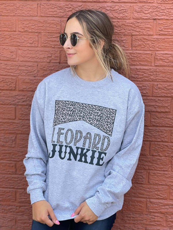 Leopard Junkie Sweatshirt-Drop Ship