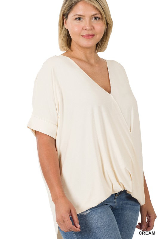 PLUS RAYON SPAN CREPE LAYERED-LOOK TOP