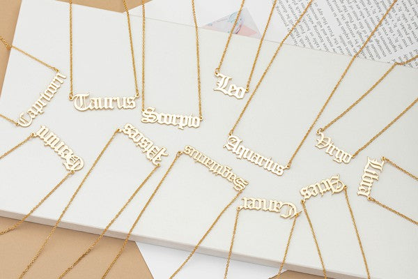 Laser cut zodiac sign pendant necklace