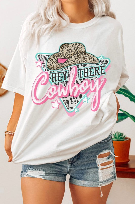 Hey There Cowboy Oversized Graphic Tee