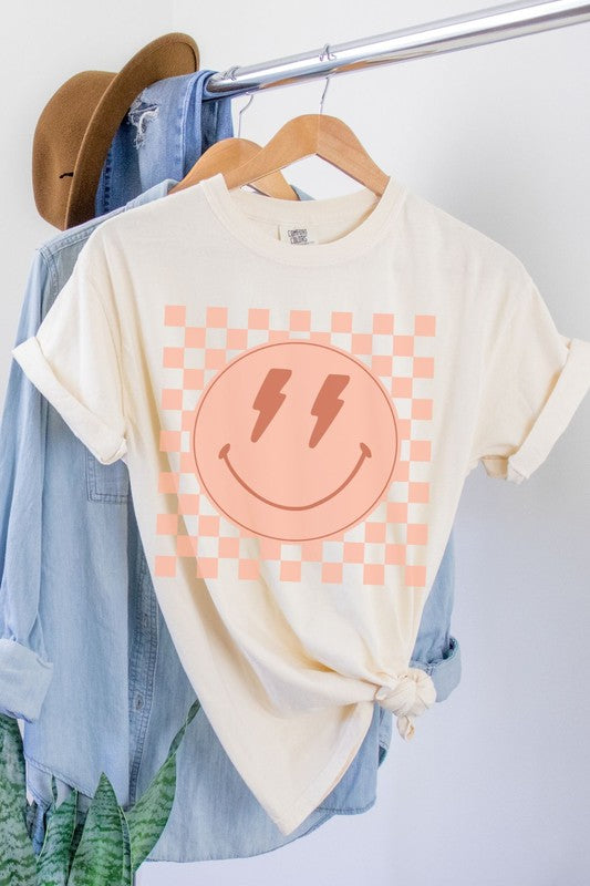 Checker Smile Oversized Graphic Tee