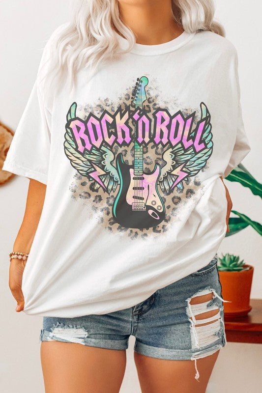 Rock n Roll Leopard Oversized Graphic Tee