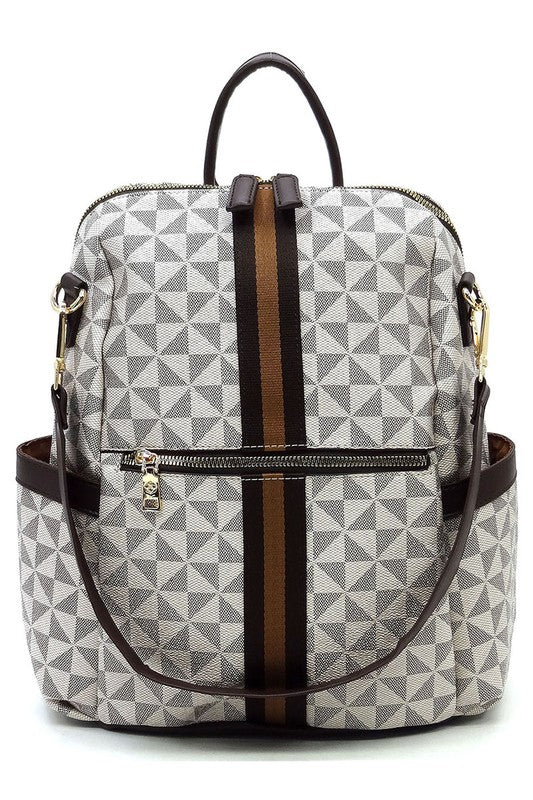 PM Monogram Striped Convertible Backpack