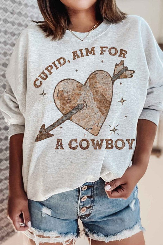 WESTERN CUPID VALENTINE GRAPHIC SWEATSHIRT