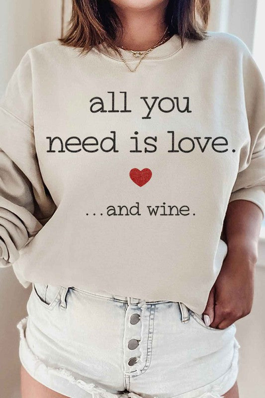 LOVE AND WINE GRAPHIC SWEATSHIRT