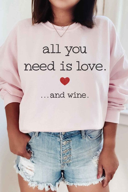 LOVE AND WINE GRAPHIC SWEATSHIRT