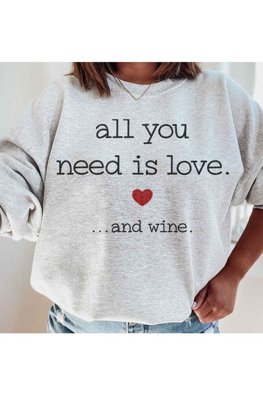 LOVE AND WINE GRAPHIC SWEATSHIRT