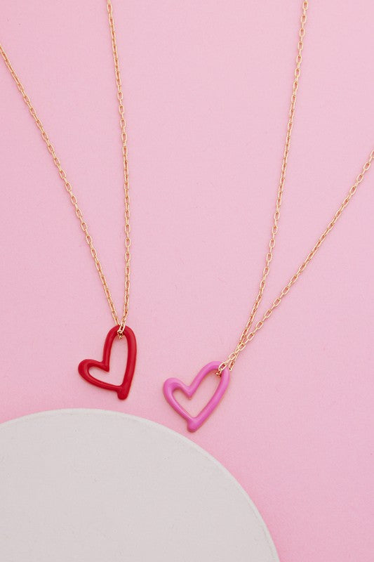 Enamel Heart Pendant Necklace