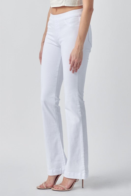 Cello White Mid Rise Flare Jegging