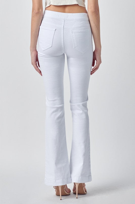 Cello White Mid Rise Flare Jegging