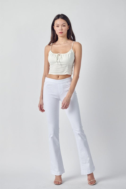 Cello White Mid Rise Flare Jegging