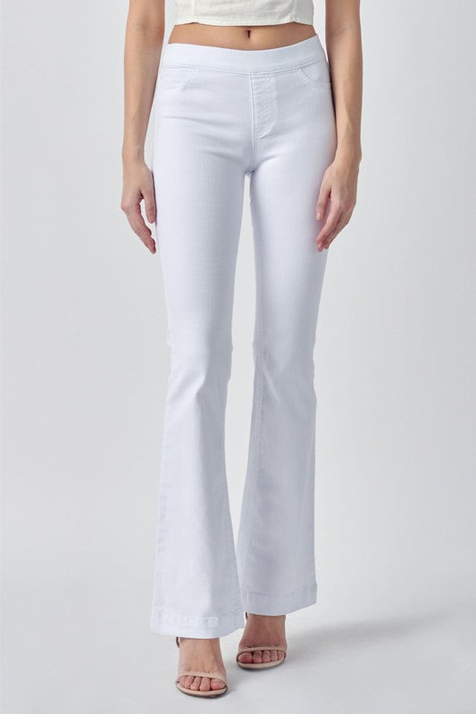 Cello White Mid Rise Flare Jegging