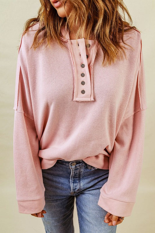 Causal Solid Buttoned Long Sleeve Hoodie