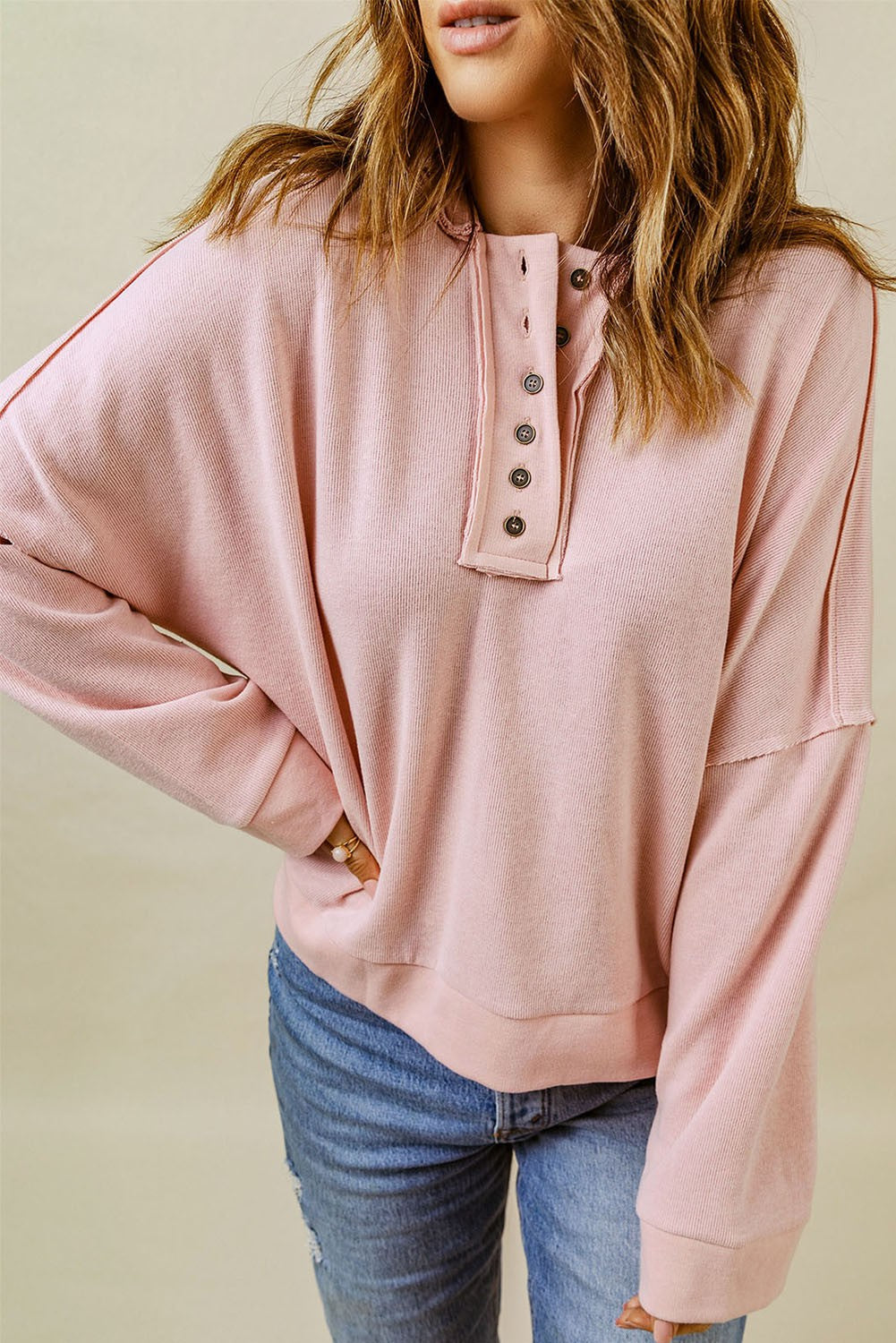 Causal Solid Buttoned Long Sleeve Hoodie