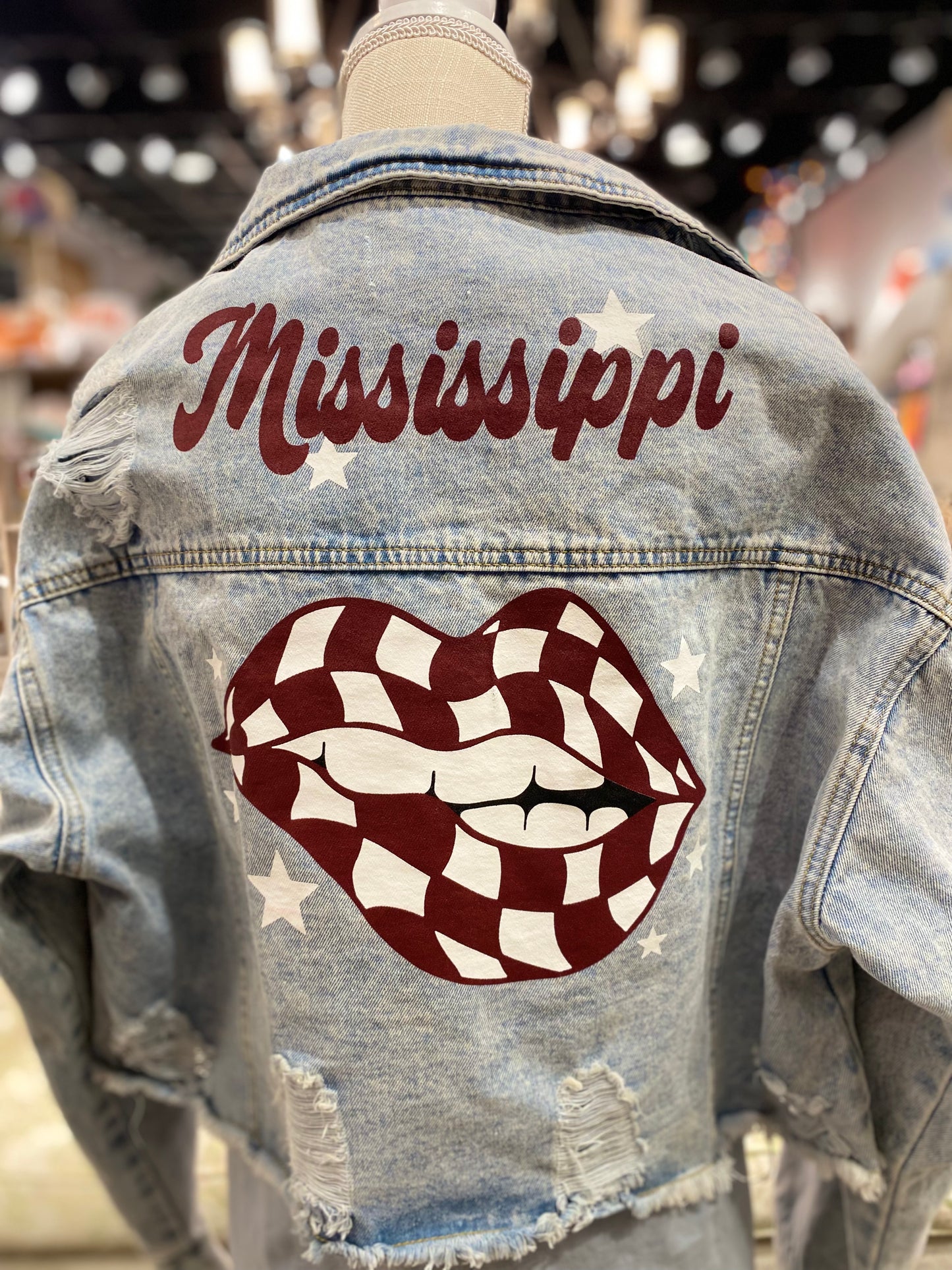 MSU Checker Lips Denim Jacket