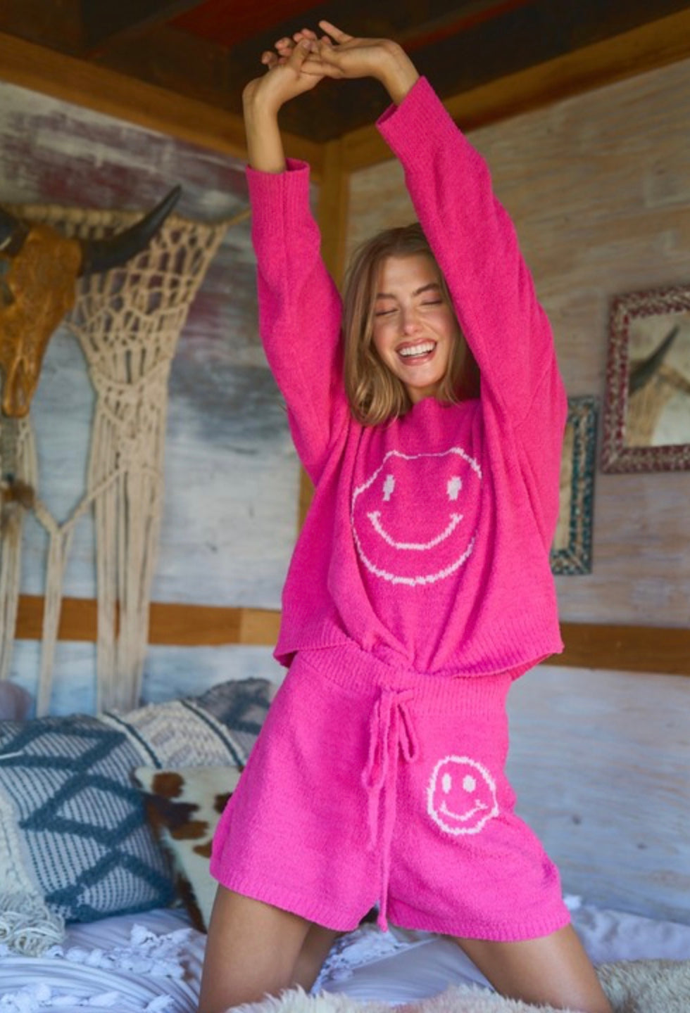 Smiley Comfy Lounge Set-Pink