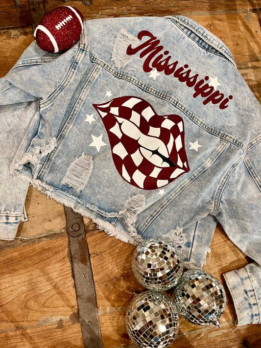 MSU Checker Lips Denim Jacket