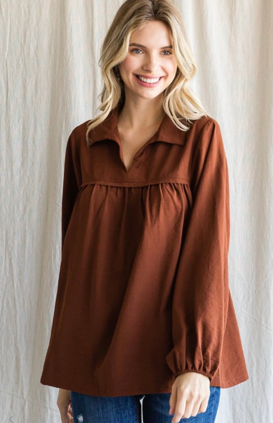 Long sleeved chocolate top