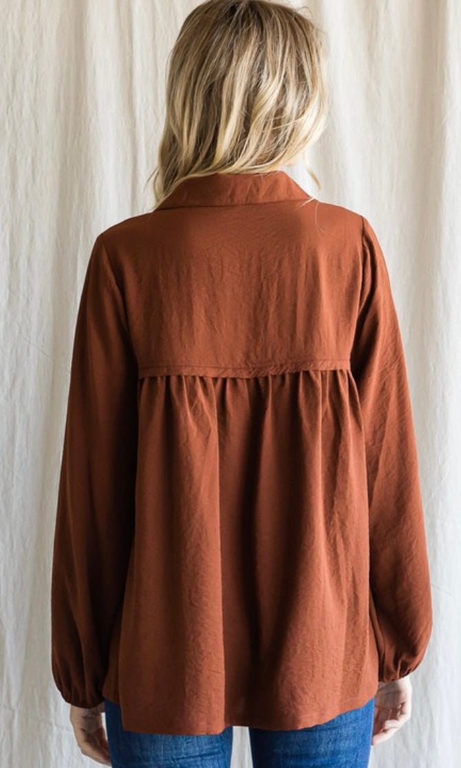 Long sleeved chocolate top