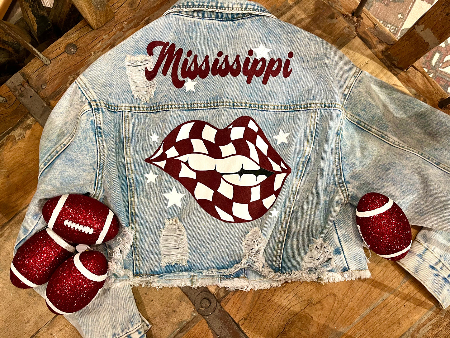 MSU Checker Lips Denim Jacket