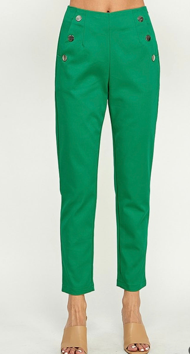 High Waisted Pants with Button Detail